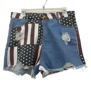 Patriotic Distressed Denim Shorts